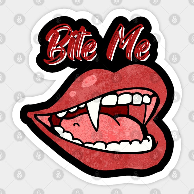 Bite me fangs faded Sticker by Necropolis by Night